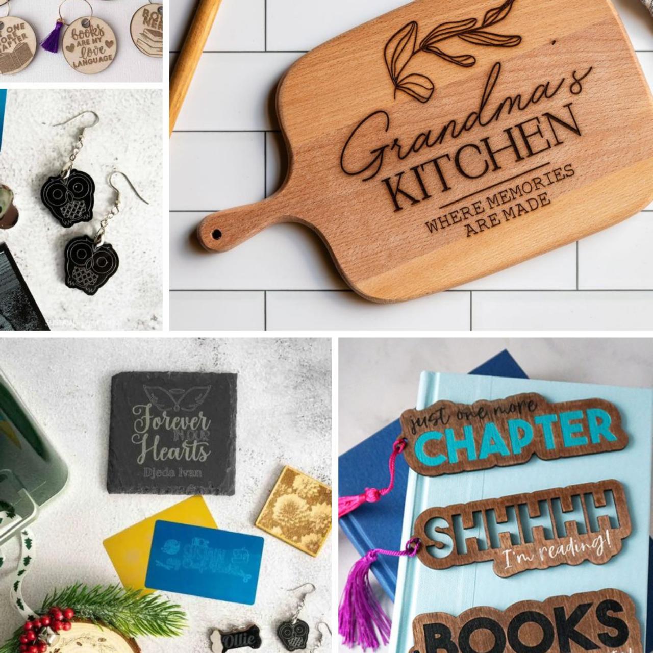 GlowForge Studio — engraved gifts collage