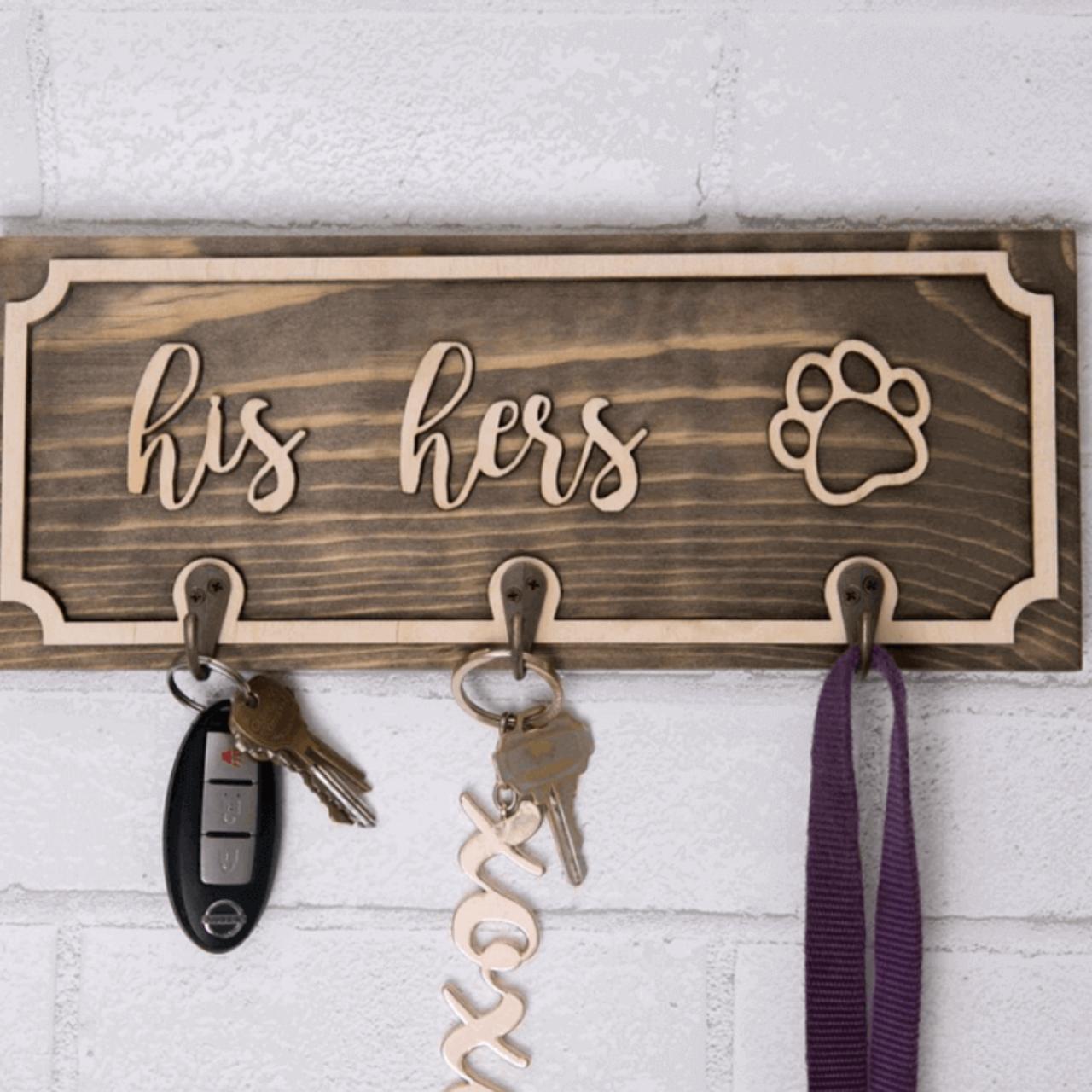 His & Hers Wooden Key Holder