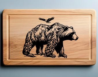 Engraved wooden serving board